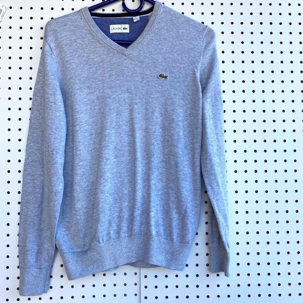 Lacoste Ribbed V-Neck long Sleeve Sweater